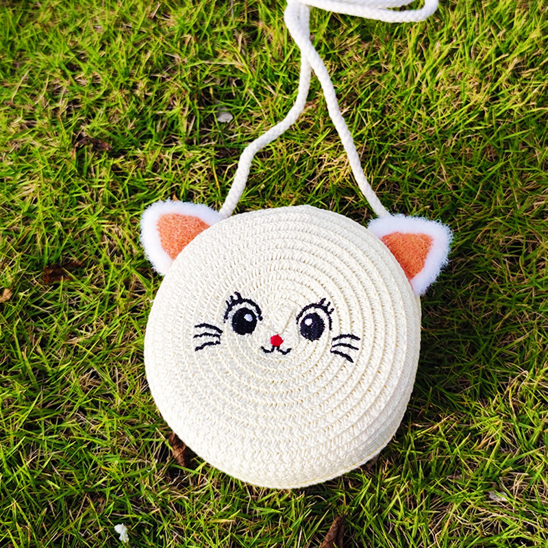 Summer Girls Small Bag 2025 New Trendy Woven Straw Bag Cute Children's Mini Coin Crossbody Bag Wholesale