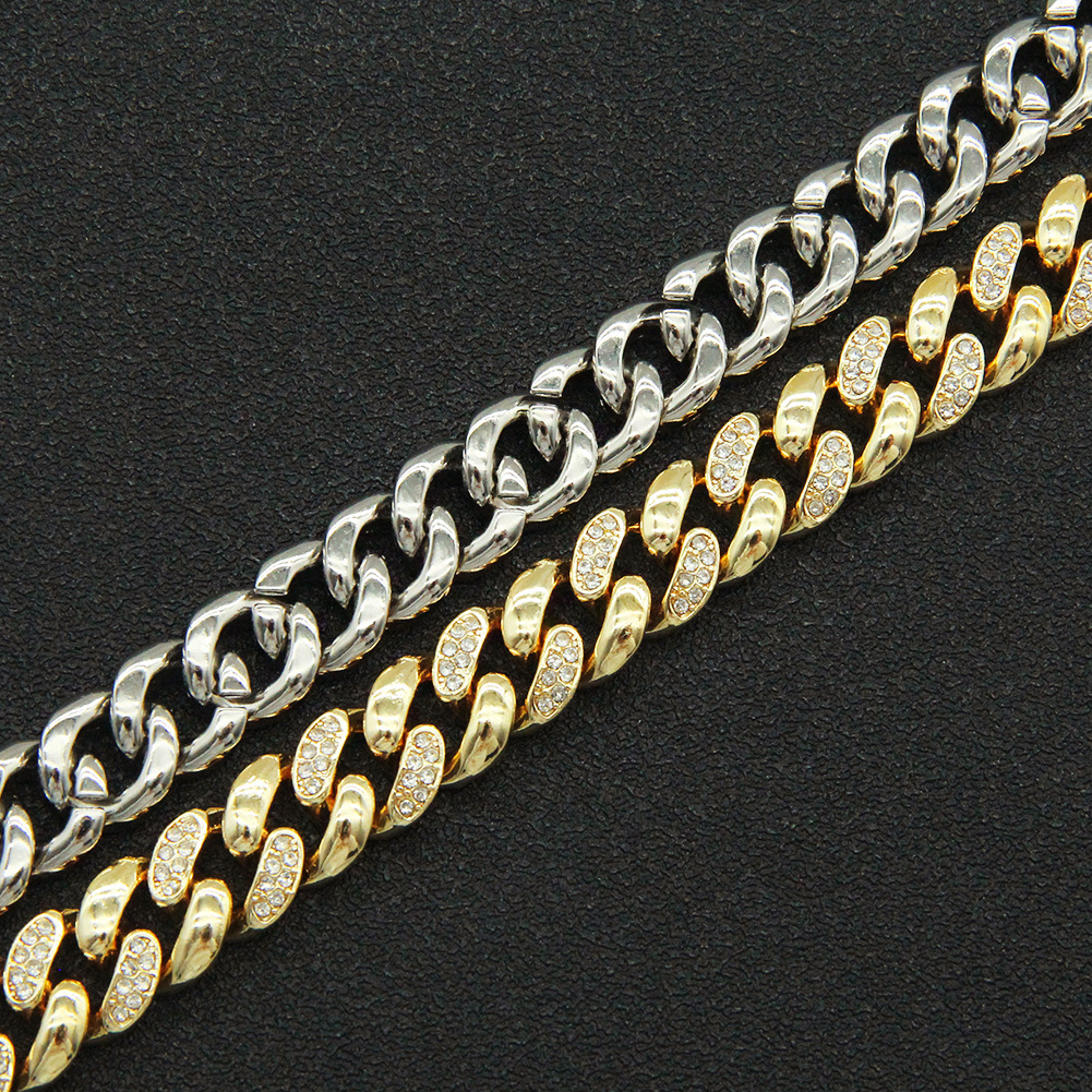 European And American Hip-hop Glossy Diamond Mosaic Personality Cuban Chain Bracelet display picture 5