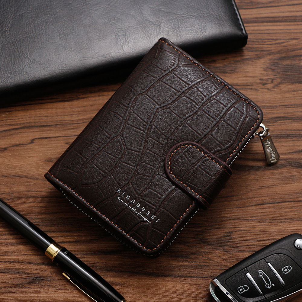 Ventas transfronterizas calientes de piedra para hombres billetera vertical con cremallera de gran capacidad bolsa de tarjetas de cremallera bolsa de cambio multi-tarjeta cartera