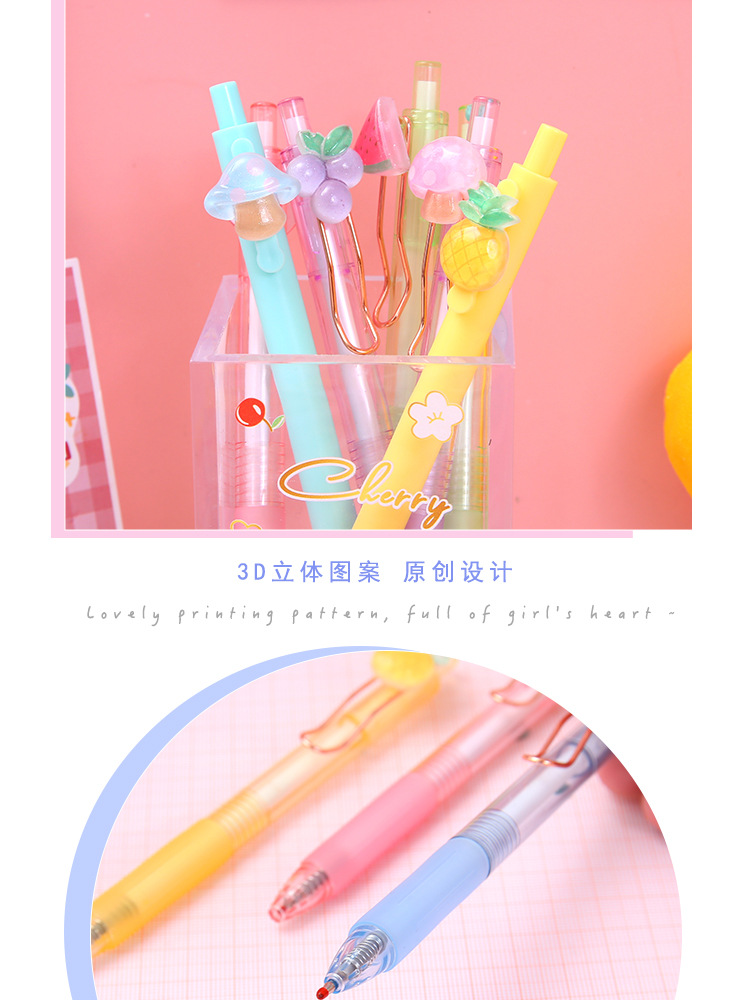 12g Weight Plastic Material Pink, Blue Color Nihaojewelry Cute Fruit Resin Press Gel Pen Wholesale Accessories 6