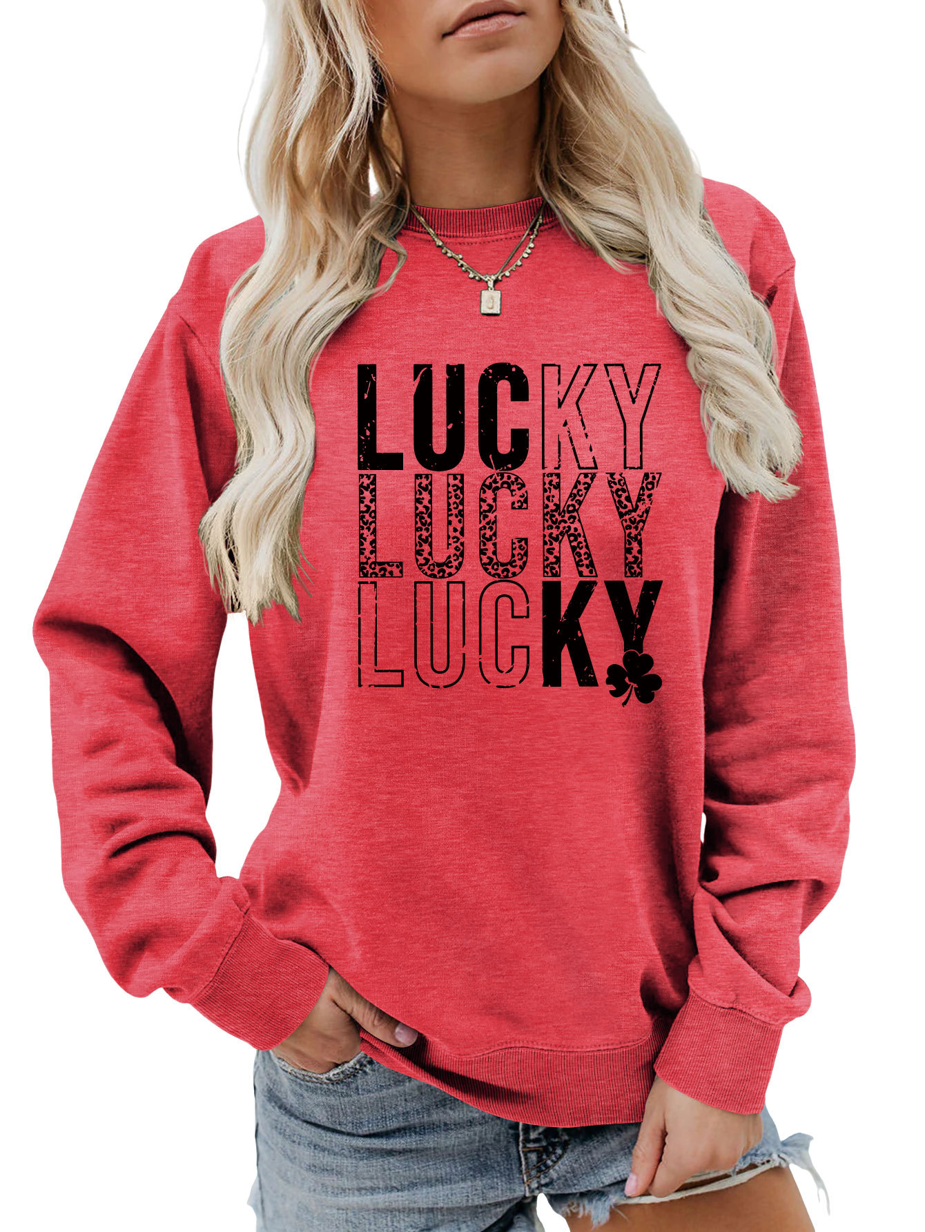 Women's Hoodies Long Sleeve Printing Streetwear Shamrock Letter display picture 21