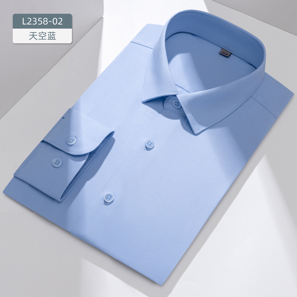 Camisa modal de tres pruebas de los hombres de manga larga sin costuras sin planchar ropa formal de los hombres de negocios impermeable a prueba de aceite anti-incrustante camisa blanca
