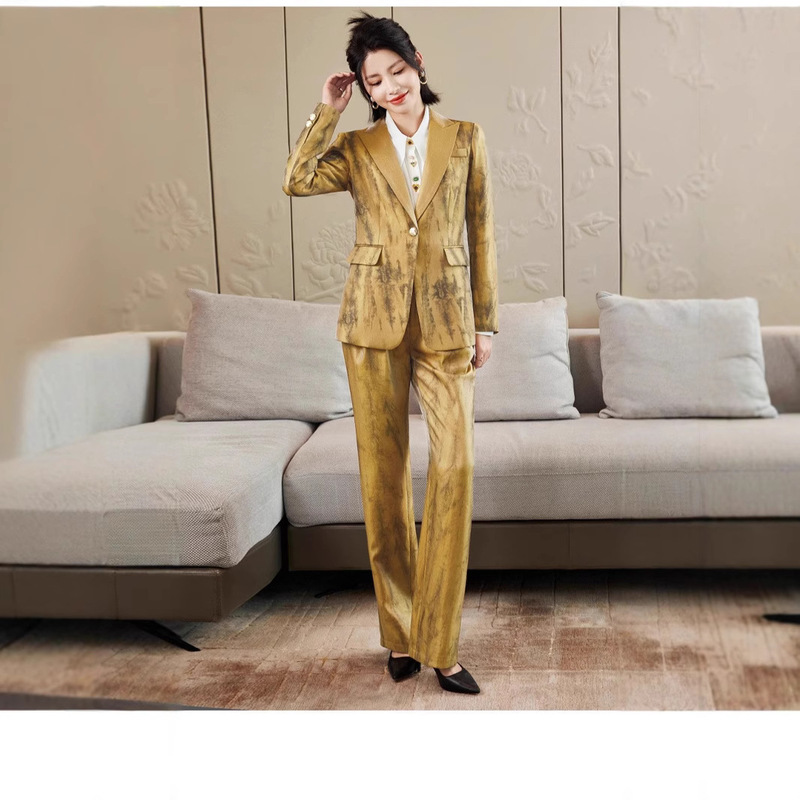 Luan Golden Suit Jacket Women's Spring and Autumn High-end Wear Korean Fashion Fried Street Popular Elegant Suit suit