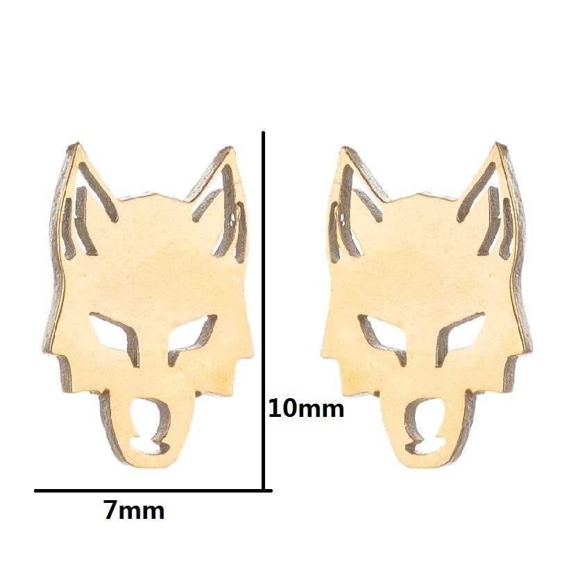 1 Pair Punk Wolf Stainless Steel Ear Studs display picture 2