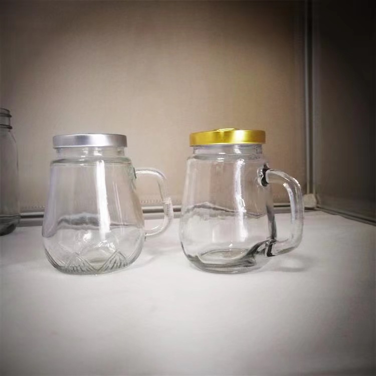 口杯带把150毫升 把手玻璃口杯150毫升玻璃口杯150毫升手拉环盖