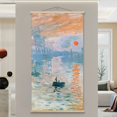 莫奈日出玄关装饰画世界名画无框画挂布梵高星空走廊过道挂画挂毯