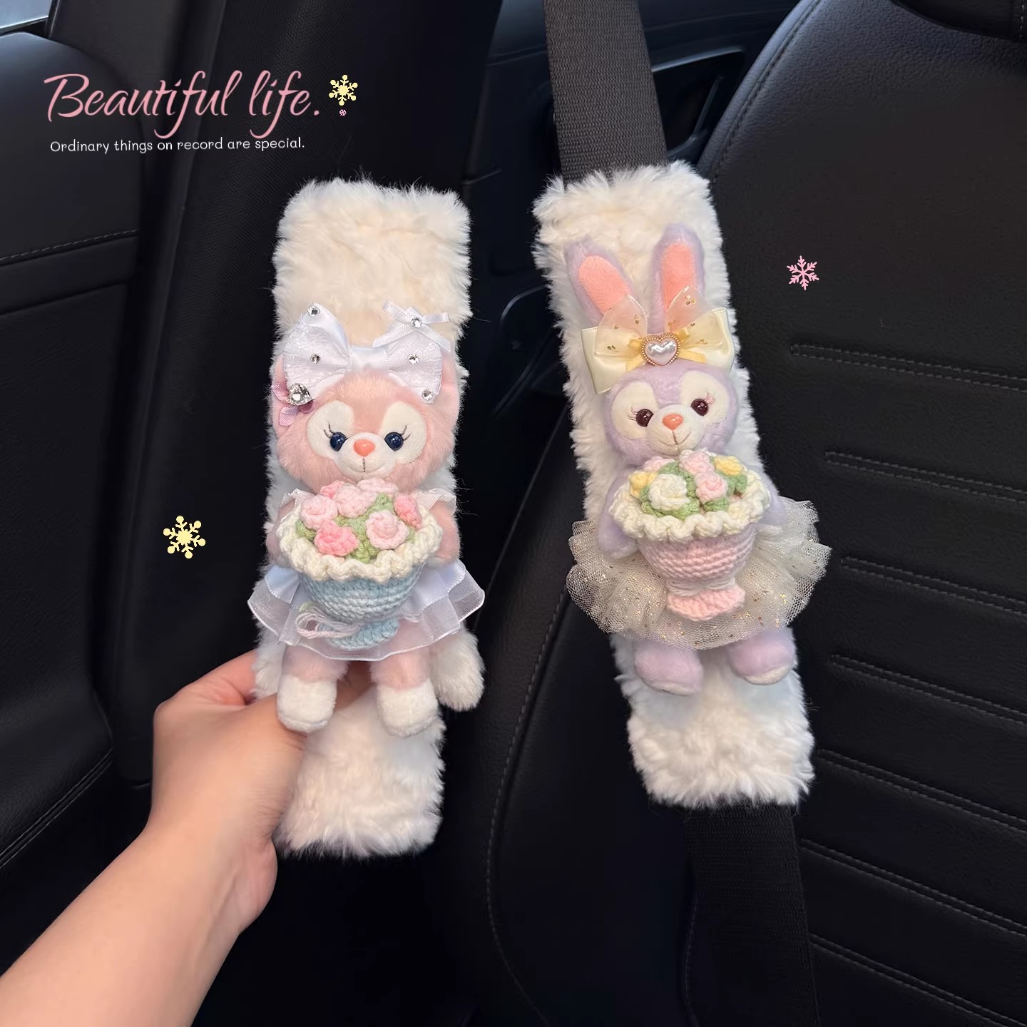 Cute Car Seatbelt Shoulder Pads for Women, Anti-Wear Clothing for a Couple, Featuring Linabell and Stellalou