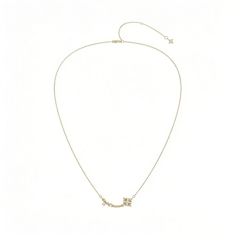 Three Horizontal Jewelry Pieces: Same Style as "Iris Key" Titanium Gold Curved Key Chain Design Clavicle Chain Necklace for Women