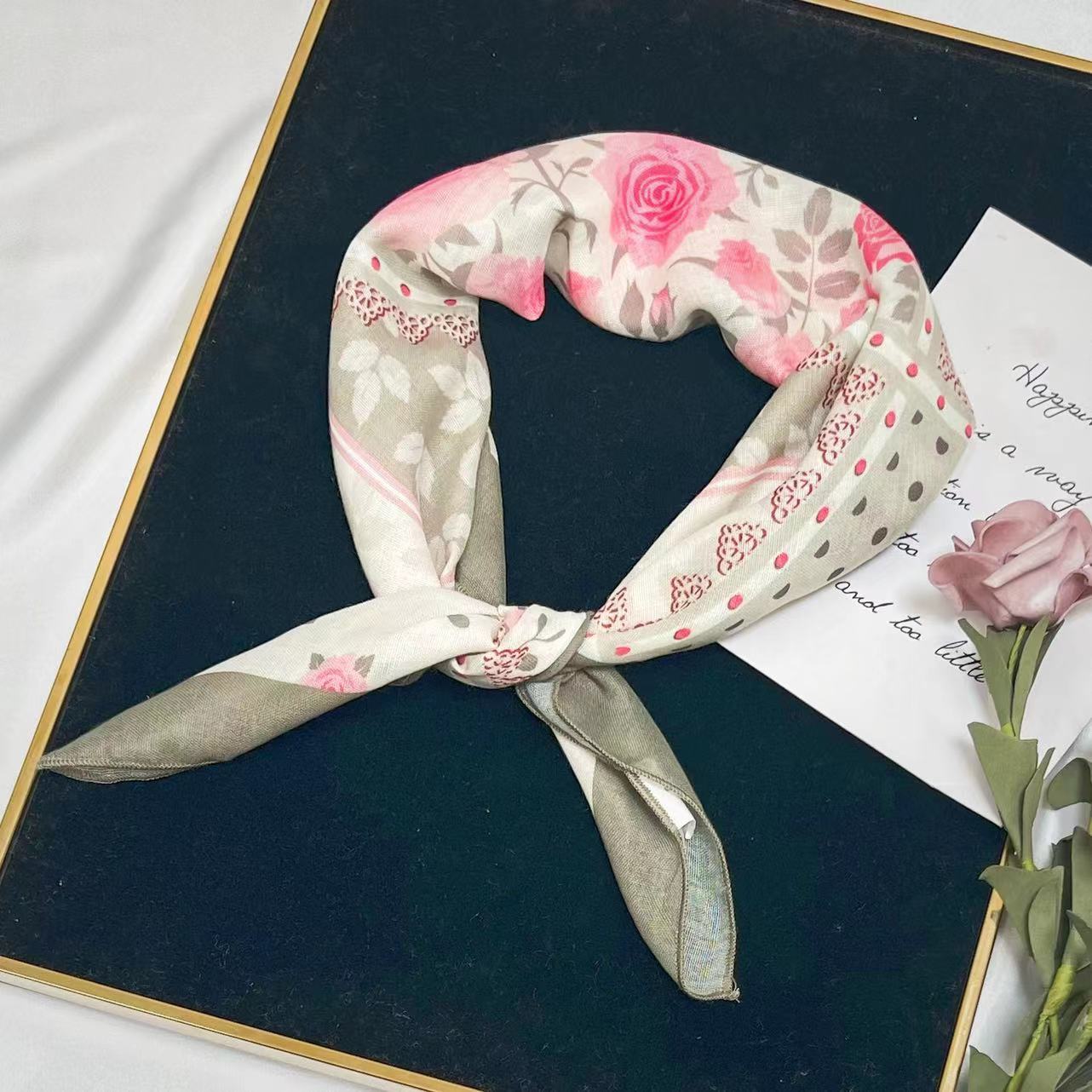 60g Weight Kerchief Classification Daily Occasion cotton and linen Material Flower Pattern Summer Season Women's Gender IG Style Style Women's IG Style Flower Cotton And Linen Kerchief 16