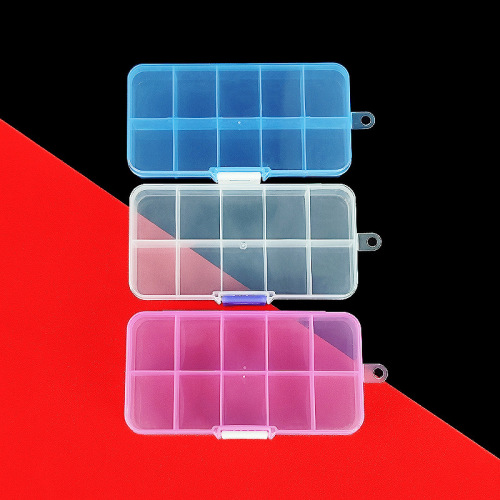 Fixed 10-grid dustproof storage box with nail wearing storage classification plastic box, hook screw parts separation storage box