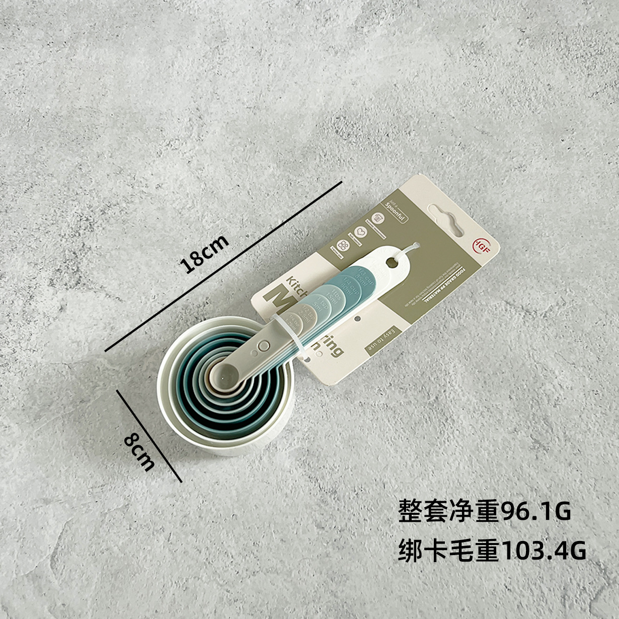 Cuchara de medición de plástico taza de medición de 8 piezas 4 piezas con cuchara de medición de escala herramientas de horneado al por mayor