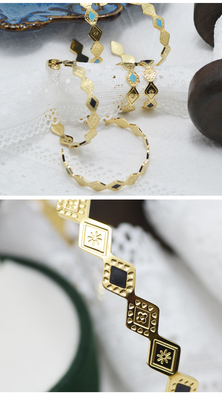 Fashion Titanium Stee Oil Dropping Ring Bracelet Earrings Jewelry