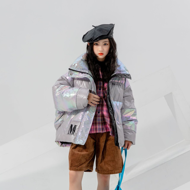 Winter Fashionable Rainbow Gradient Laser-Style Thickened Loose down Jacket for Older Children Girls Winter Fashionable Rainbow Gradient Laser-Style Thickened Loose down Jacket for Older Children Girls