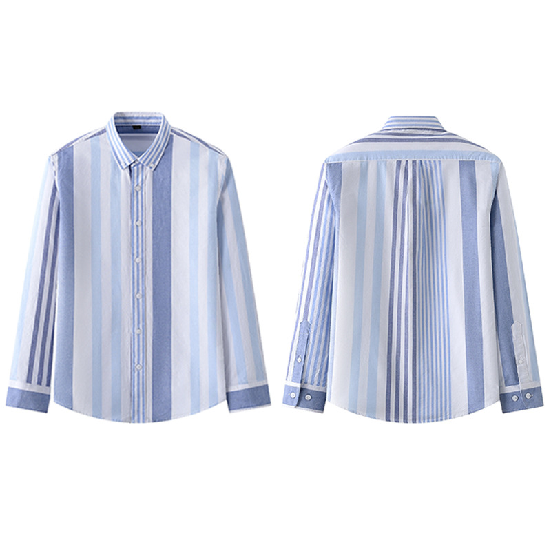 2024 New Autumn Striped Cotton Shirt Cotton Slightly Loose Jacket with Business Casual Light Luxury Shirt for Men