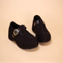 秋季勃肯鞋女 2025新款厚底内增高粗跟魔术贴乐福鞋一件代发