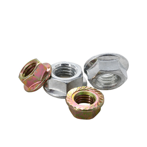 Carbon steel high-strength white zinc flange nut M3-M12 anti-slip padded nut galvanized hexagonal locking color zinc nut