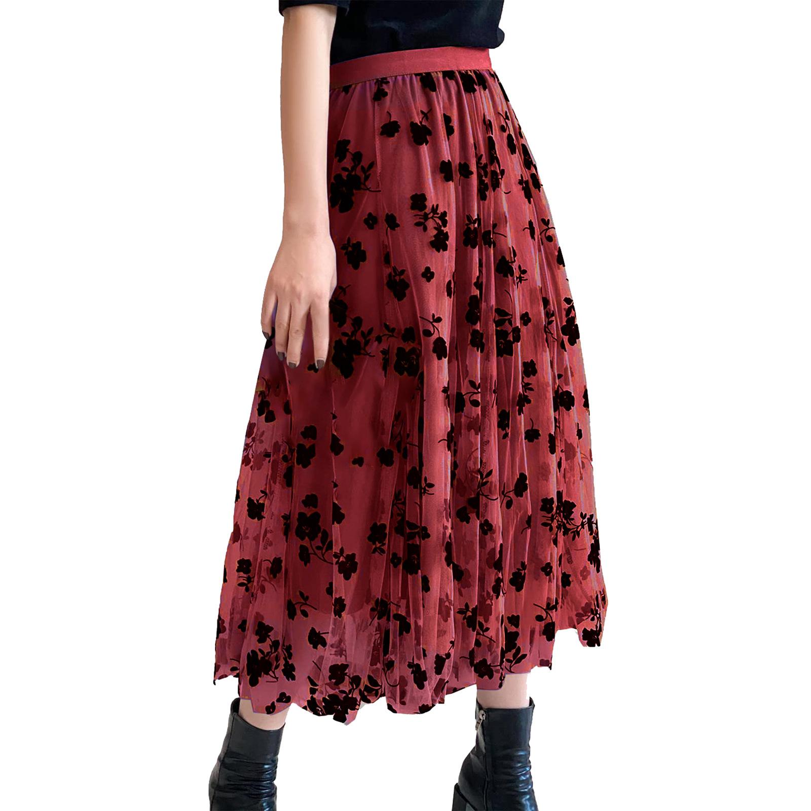 Summer Spring Fashion Flower Chiffon Maxi Long Dress Skirts display picture 1