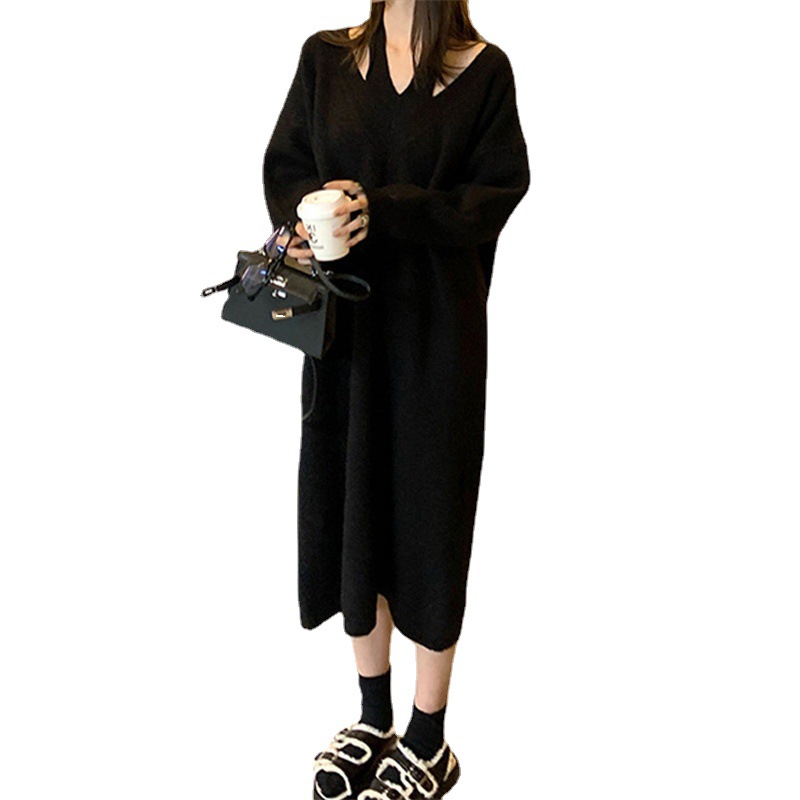 Long autumn knitted dress