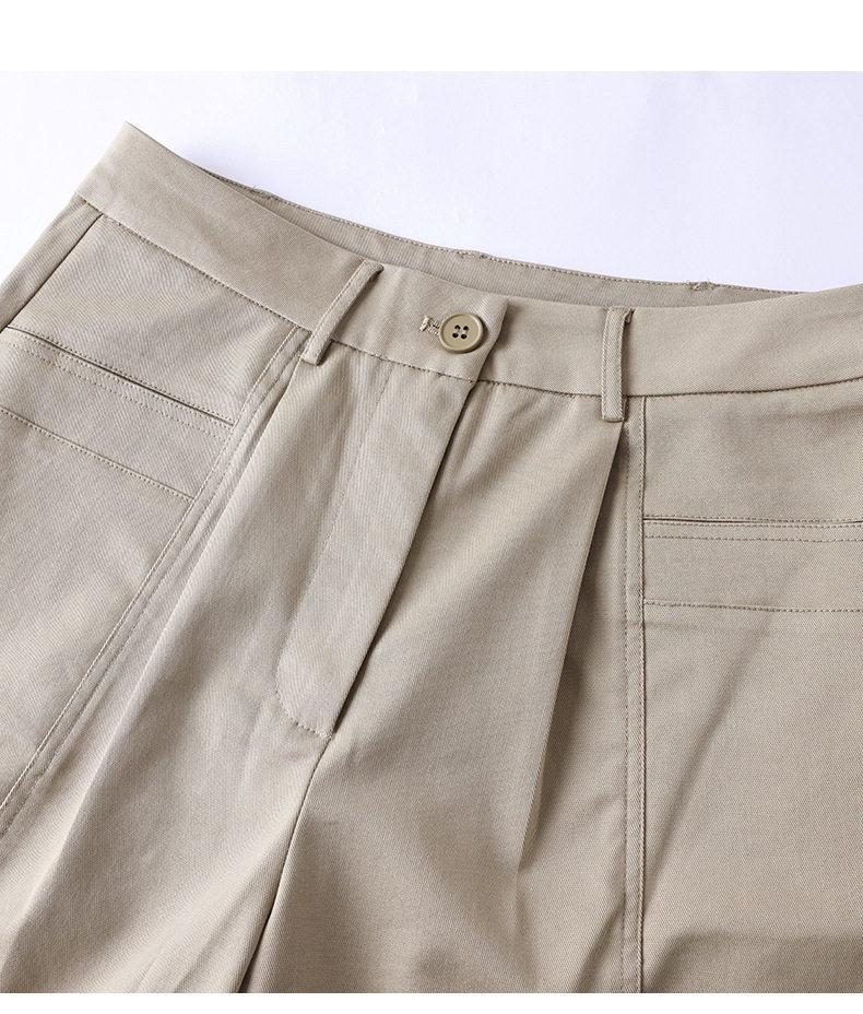 Quần tây nữ ống đứng dáng rộng cạp cao, phong cách tối giản, vải rủ nhẹ — Màu kaki sương mù chi tiết 12