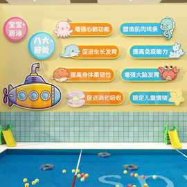 游泳馆墙面装饰贴纸画月子母婴店奶粉宝背景儿童创意防水玻璃
