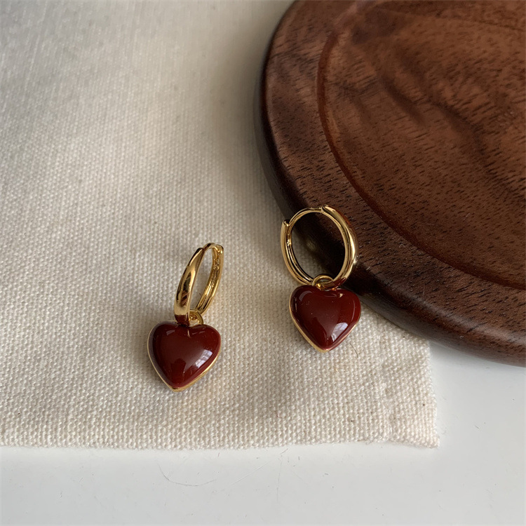 1 Pair Fashion Square Heart Shape Alloy Enamel Women's Drop Earrings display picture 1