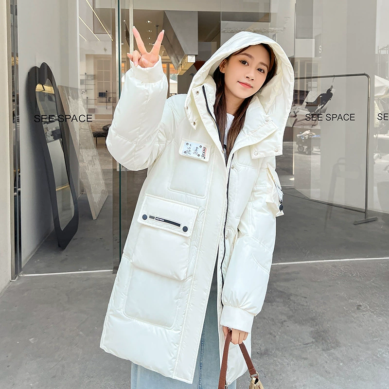Хлопковая одежда средней длины с капюшоном и большим карманом, женская одежда, новая зимняя корейская мода, модная куртка с хлопковой подкладкой, пальто, внешняя торговля