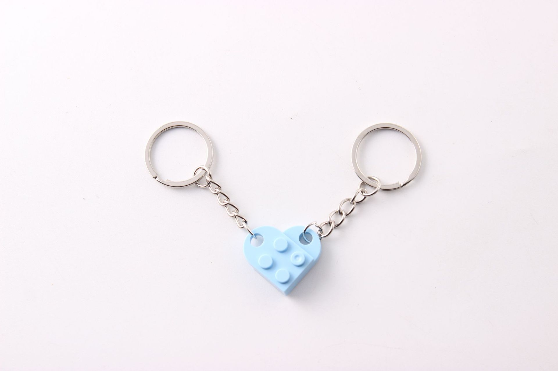 Dos en uno bloques de construcción de amor llavero pareja desmontable llavero amistad afecto en forma de corazón Qixi pequeño regalo