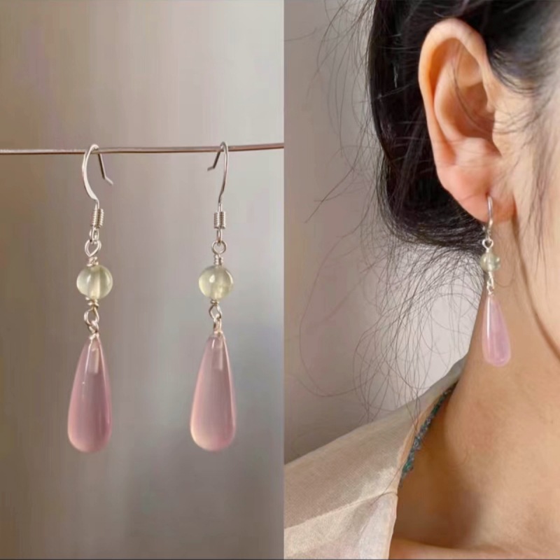 Retro fuchsia sophisticated elegant earrings drop-shaped