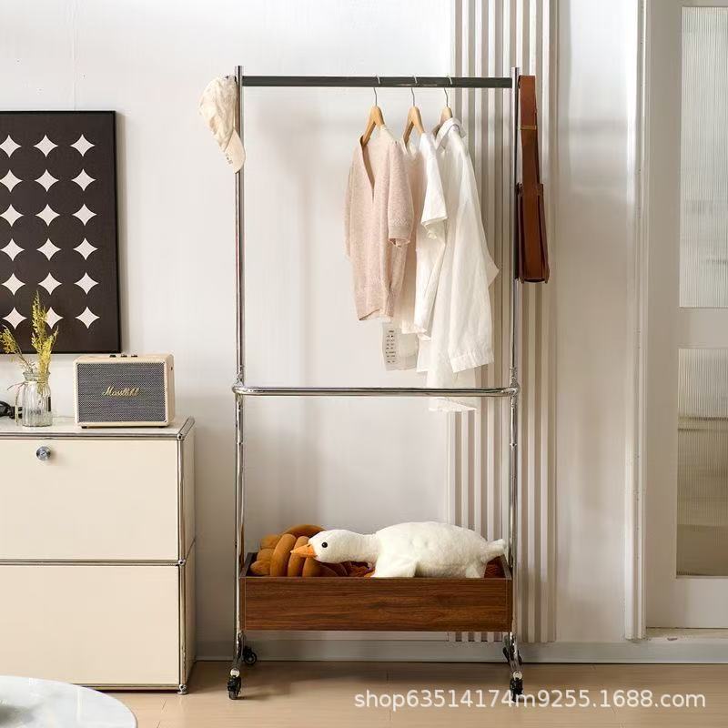 Second-Hand Floor-Standing Modern Stainless Steel Clothes Rack Coat Rack Bedroom Mobile Home Storage Storage Coat Rack
