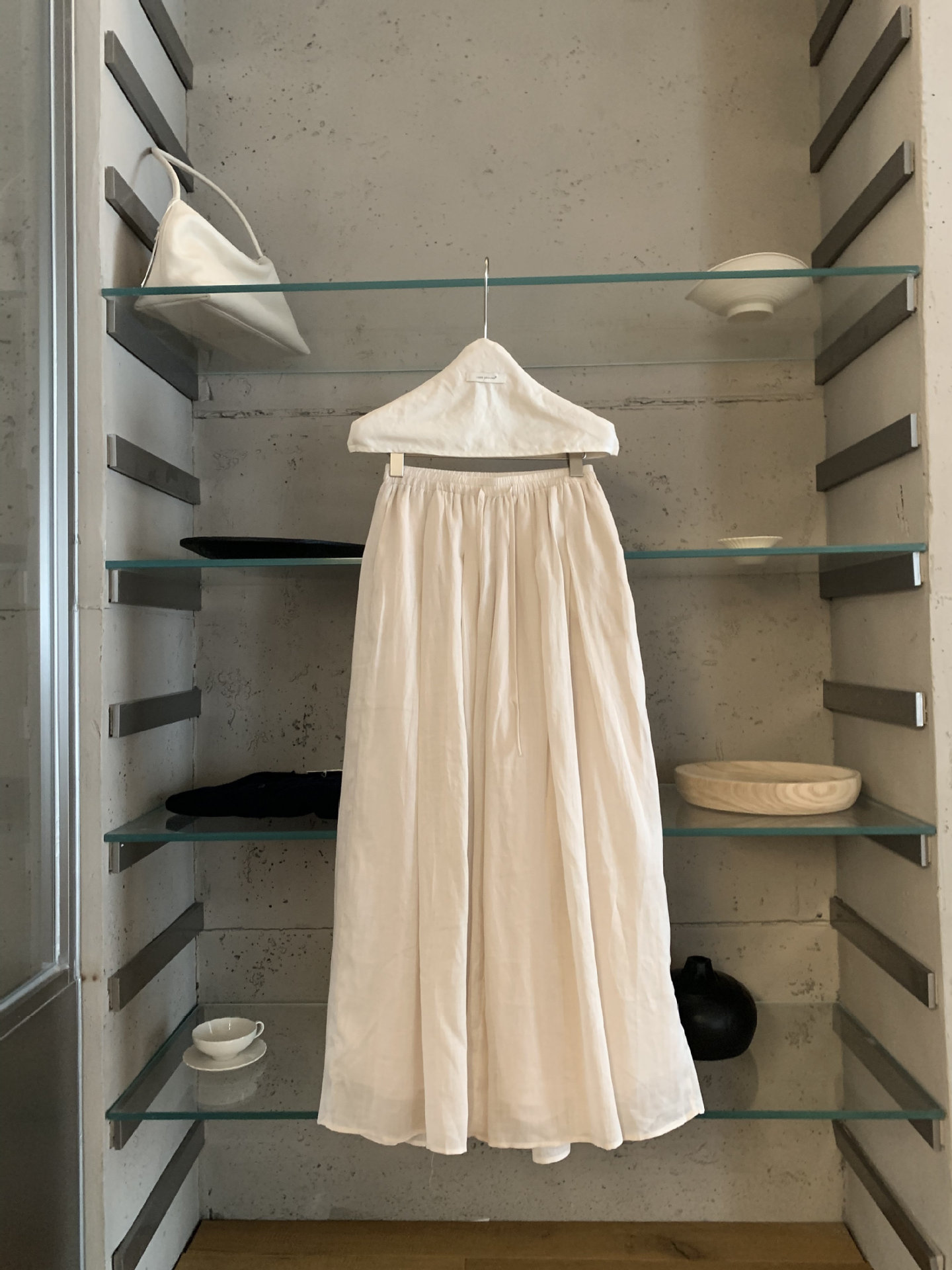 Quần culottes ống rộng chất liệu ramie mát mẻ, cạp chun, phong cách nghỉ dưỡng — màu hồng, Màu xanh sữa, màu mơ chi tiết 2