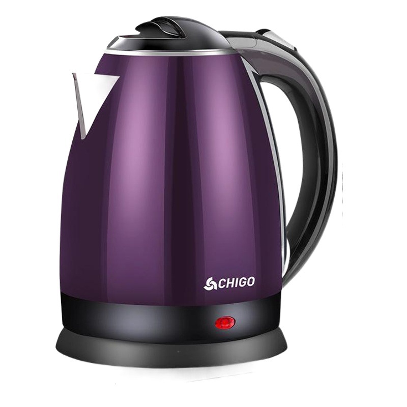 Hervidor eléctrico Chigo de acero inoxidable 304 de doble capa, anti-escaldaduras, de gran capacidad para uso doméstico con aislamiento integrado.