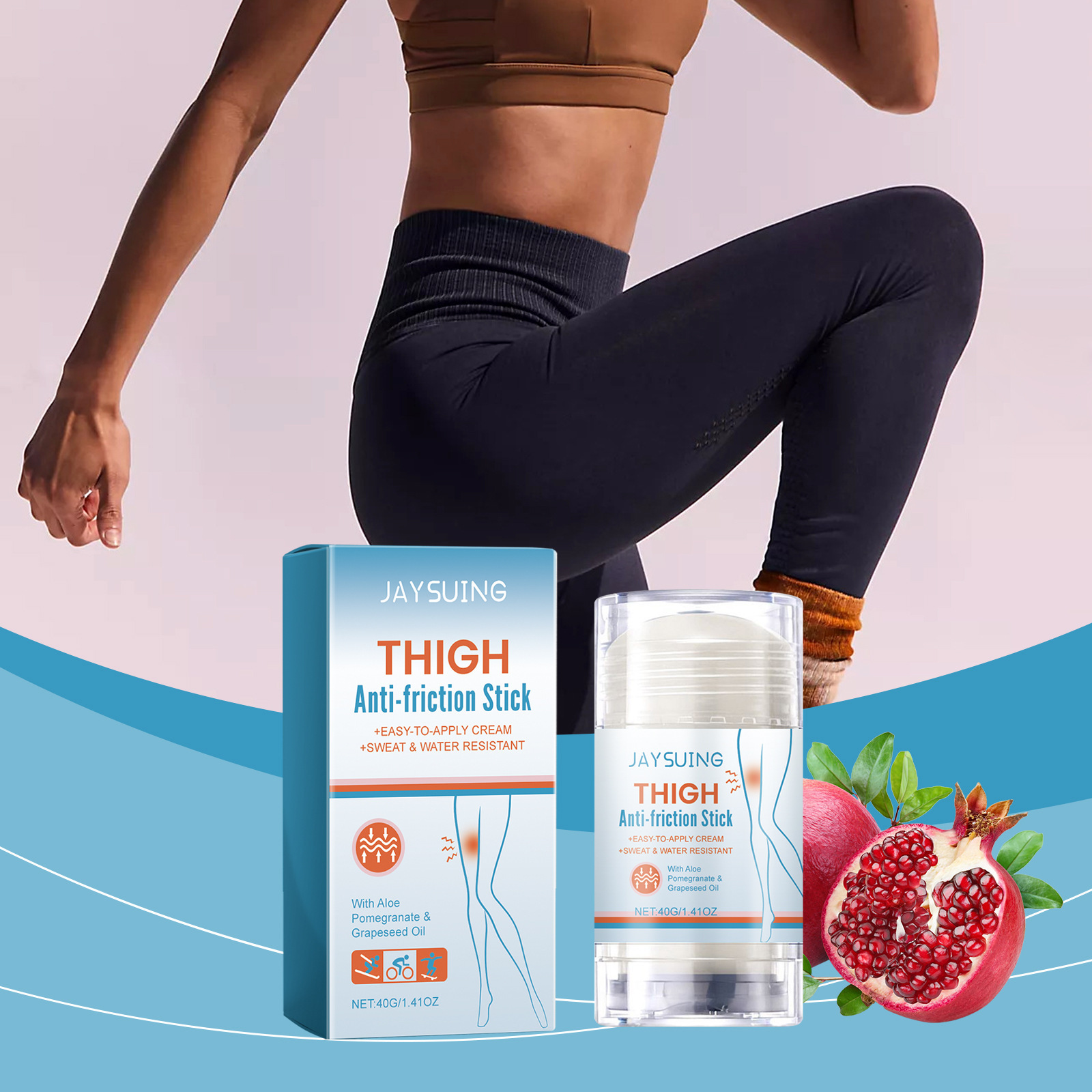 Jaysuing Thigh Anti-Friction Moisturizing Stick Skin Moisturizing Care Hydrating Delicate Lubricating Stick