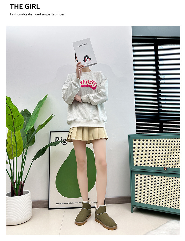 Chaussures chaudes en peluche polyvalentes à fond plat pour femmes, chaussures décontractées confortables pour l'hiver 2023_voghion.com