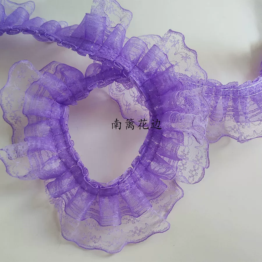 Dual‑layer ruffled lace trim, 4.5 cm wide, decorative sewing ribbon