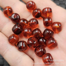 荧光浮盐水人造琥珀老型珠路路通散珠冰种桶珠手链项链饰品配件珠