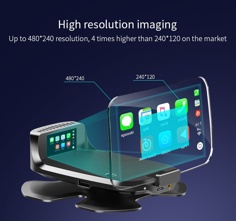Multifunctional Smart Hud Head-Up Display Carplay Car Navigation Screen Projection Music Player Cigarette Lighter Universal