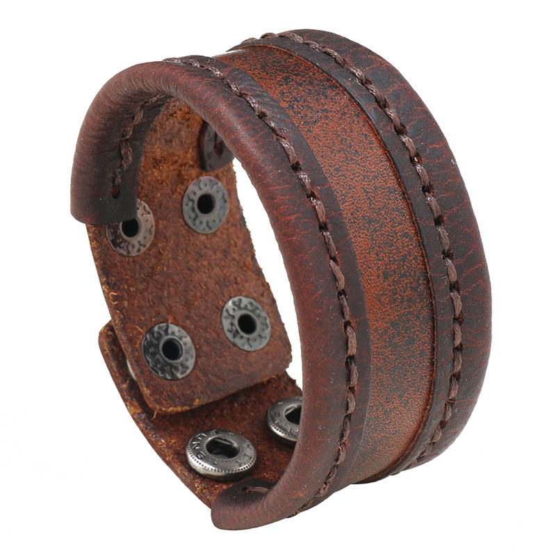 Cross-Border Hot-Selling New Bracelet Accessories, Simple Hand-Stitched Vintage Leather Bracelet, European and American Trendy Jewelry Bracelet