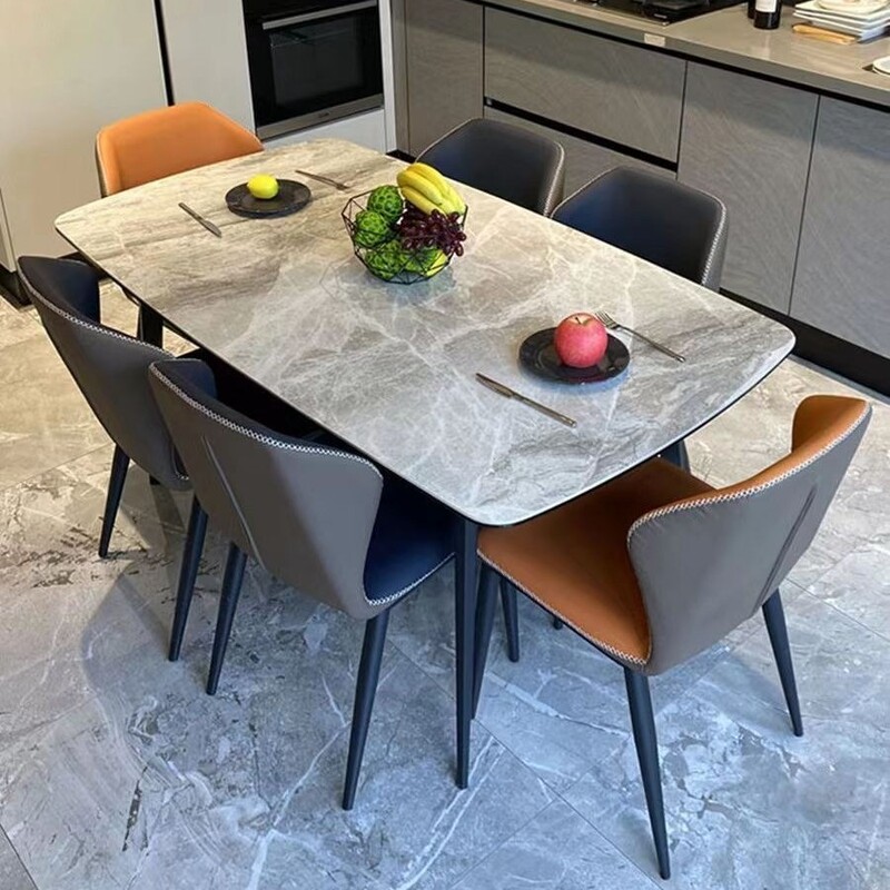 Slate Dining Table and Chair Set for Home Use, Suitable for Small Apartments, Simple and Luxurious Nordic Style, Rectangular Glossy Dining Table Slate Dining Table and Chair Set for Home Use, Suitable for Small Apartments, Simple and Luxurious Nordic Style, Rectangular Glossy Dining Table