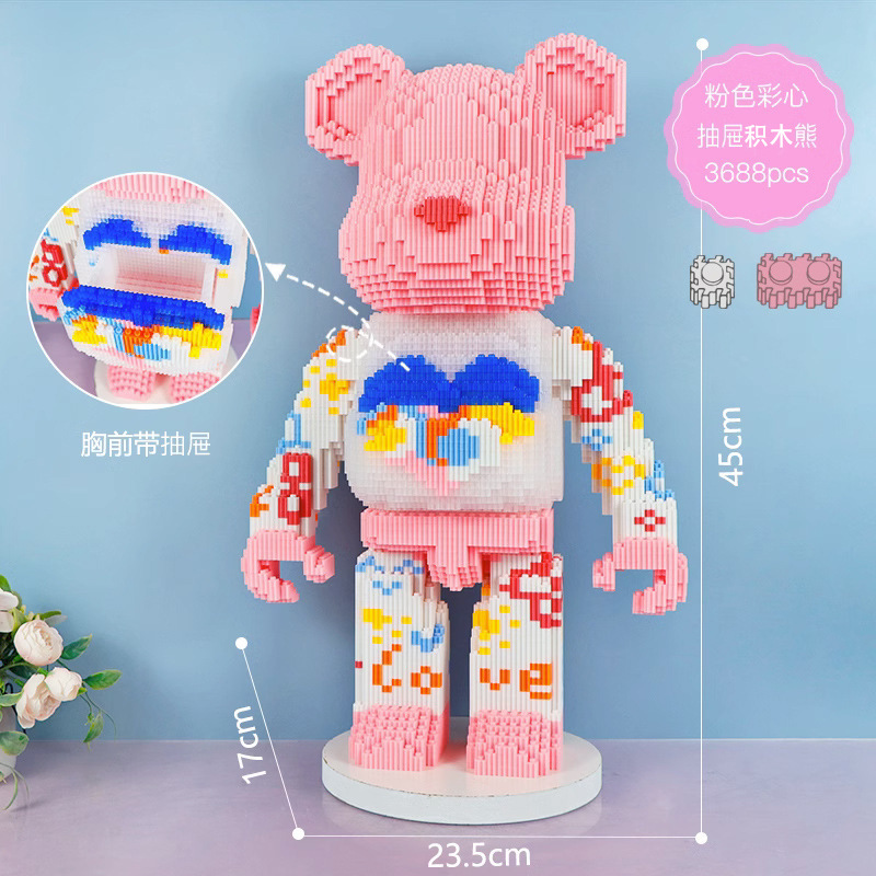 Nuevo oso de bloques de construcción de gran tamaño de 50cm compatible con bloques de construcción de Lego juguete de pellets ensamblado niño regalo de cumpleaños para niña