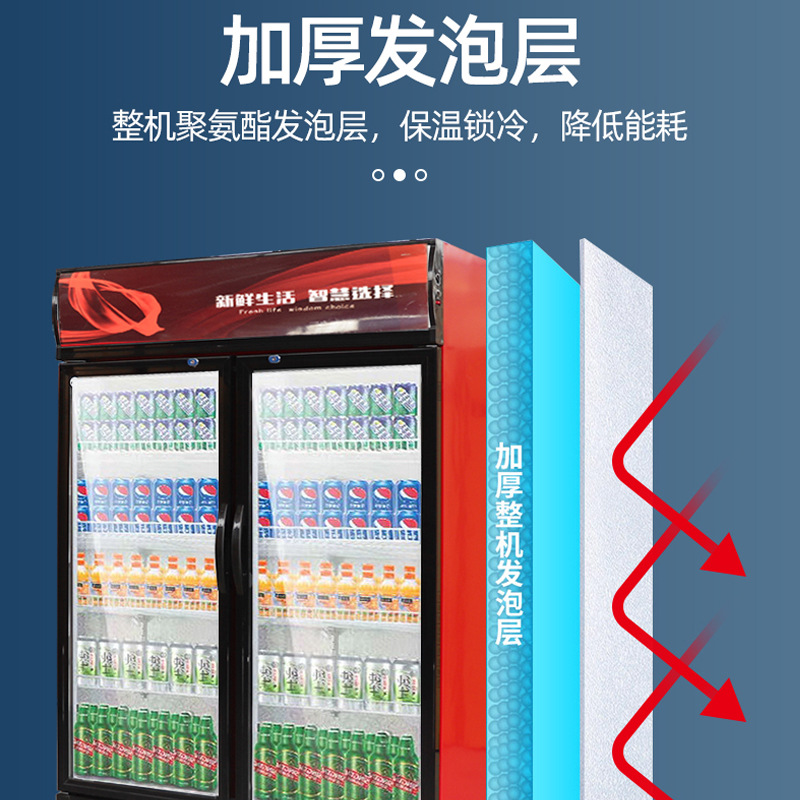 Fuente transfronteriza gabinete de cerveza tienda de conveniencia supermercado doble de tres puertas gabinete de muestra de refrigeración de bebidas de cerveza gabinete de exhibición de refrigeración