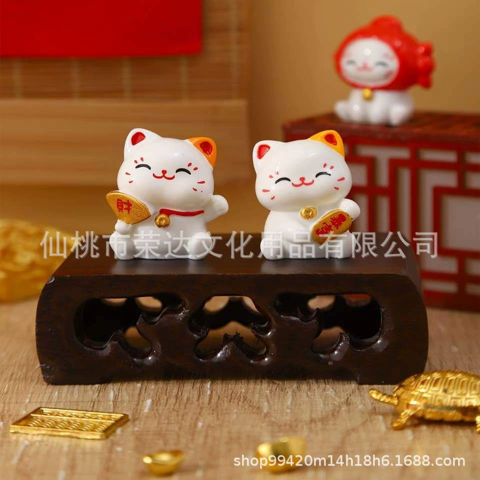 青壹坊 TR-GA61389 Карманная счастливая кошка Cute Grain Surprise Box Desk Blessing Ornament Новый год Подвеска автомобиля
