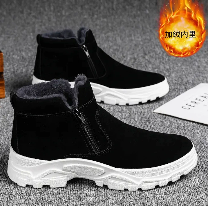 Зимние ботинки‑челси в стиле martens, с меховой подкладкой, противоскользящая массивная подошва, молния, размеры 39–44