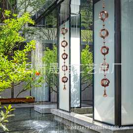 跨境独立站新品旋转雨链户外庭院走廊花园悬挂性装饰品金属工艺品