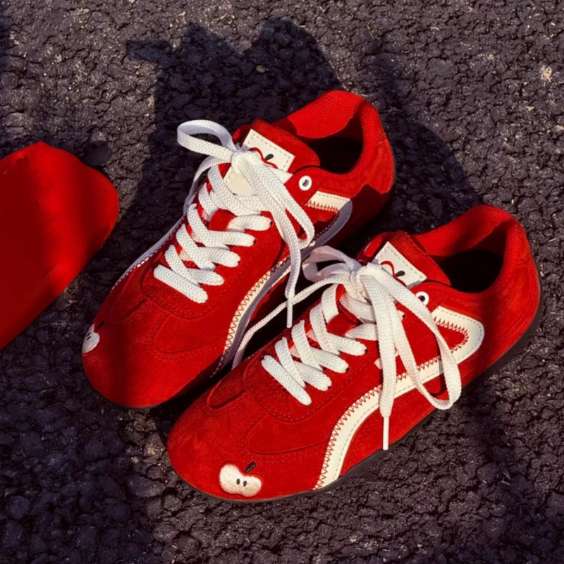 Red German Training Shoes for Women 2025 New Model Spring and Autumn Versatile Sports Casual Shoes Retro Lace-Up Single Shoes Soft Sole Forrest Gump Shoes Red German Training Shoes for Women 2025 New Model Spring and Autumn Versatile Sports Casual Shoes Retro Lace-Up Single Shoes Soft Sole Forrest Gump Shoes