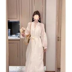 高级感法式刺绣气质连衣裙2025春季新款春夏轻奢长裙宽松裙子女装