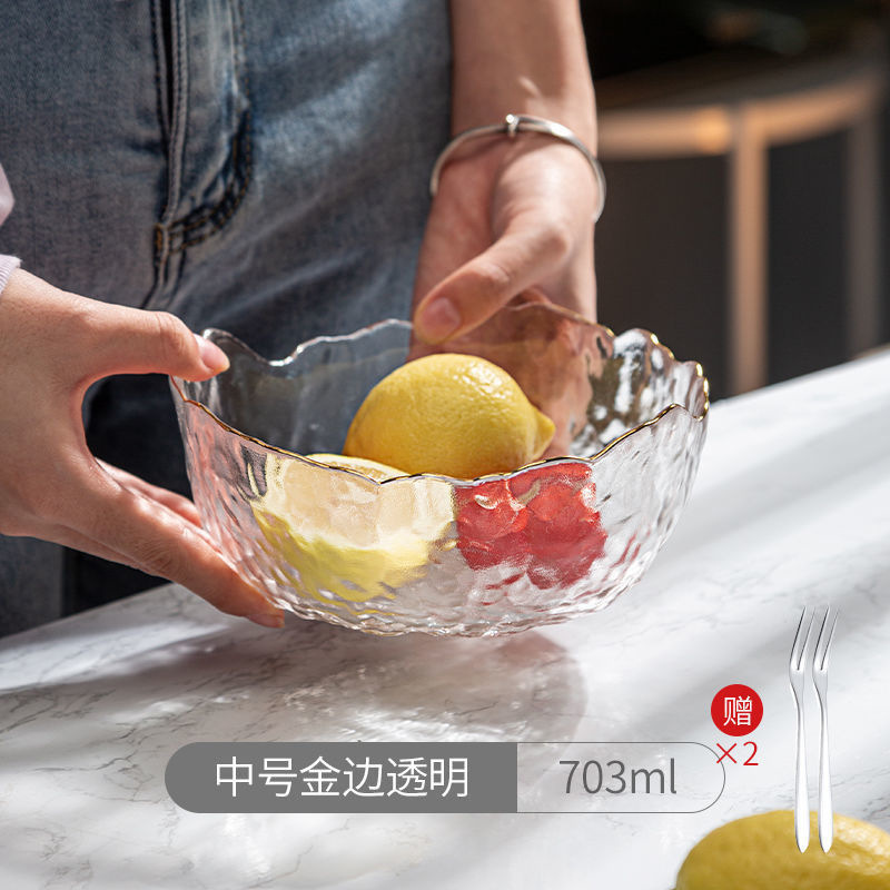透明玻璃碗盘家用水果沙拉碗单个ins网红学生泡面创意耐热碗餐具|undefined