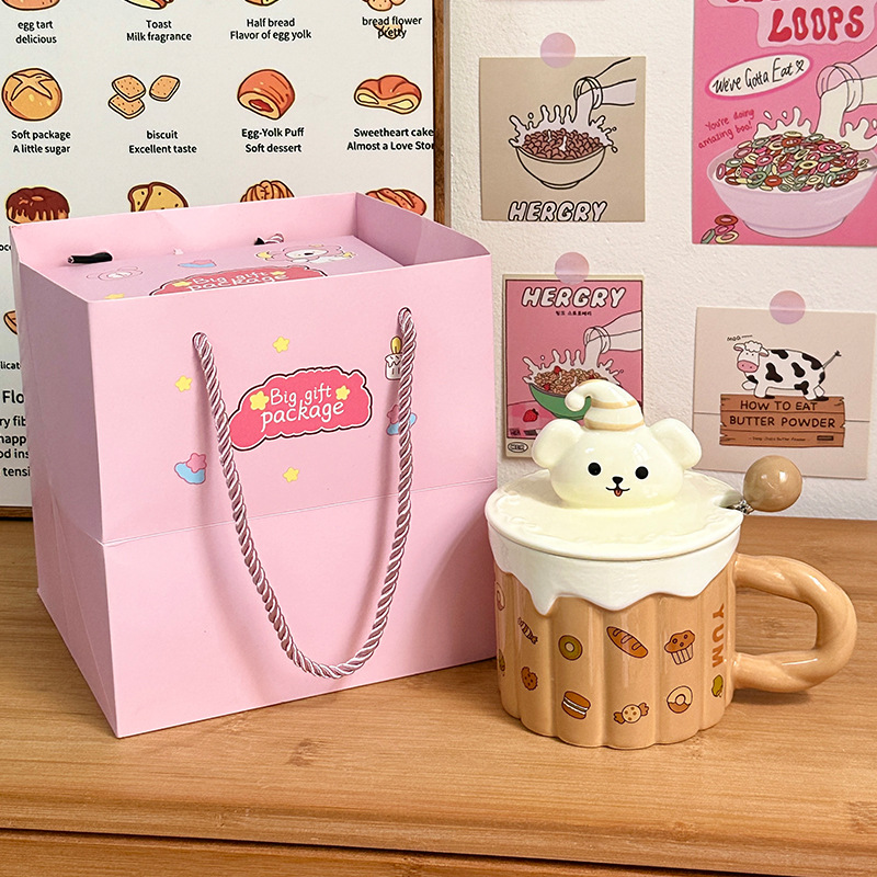 Tazas de cerámica extrañas regalo de mano creativo taza de regalo de cumpleaños taza de agua de niñas taza de pareja de alto valor facial