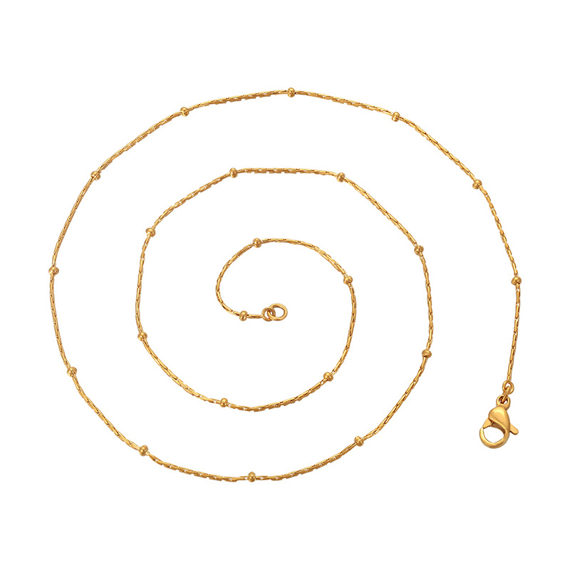 Xuping simple cadena de moda simple imitación de oro ligero collar de lujo de acero inoxidable 24k color floral cadena de perlas al por mayor