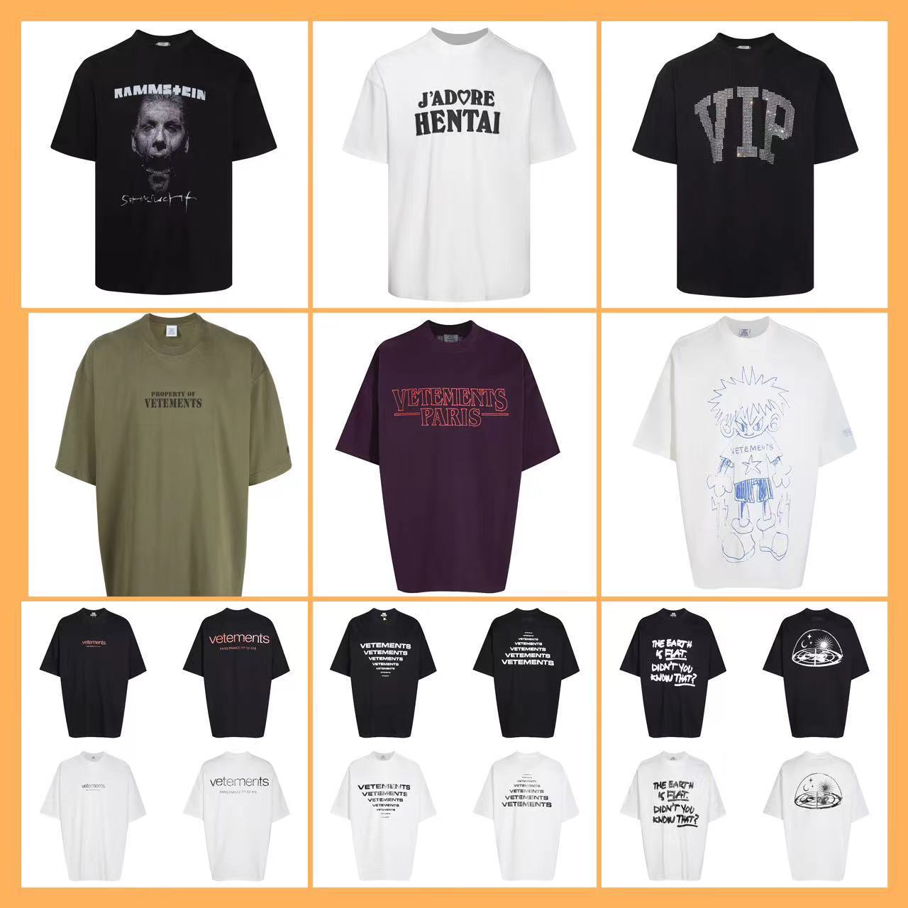 跨境 VTM ICON新款美式潮流签名字母OS宽松休闲短袖圆领T恤男女款