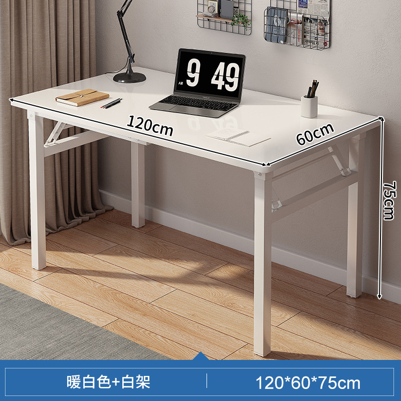 Mesa plegable rectangular, escritorio para computadora, puesto de color nogal, escritorio largo, escritorio de entrenamiento, escritorio simple para el hogar